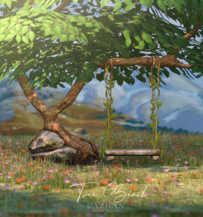 2 Animated Tree with Bench