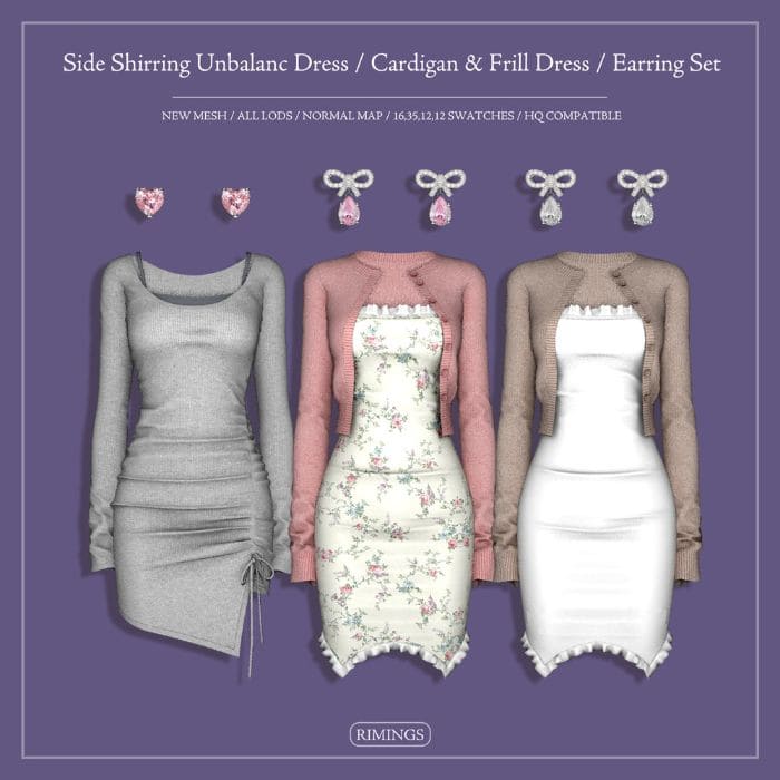 91 Unbalance & Frill Dress Set