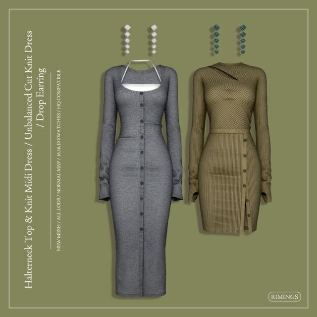 92 Knit Dresses and Drop Earrings Set