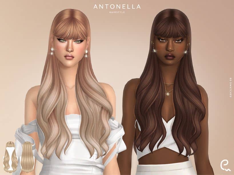 Antonella Long Hair CC With Bangs