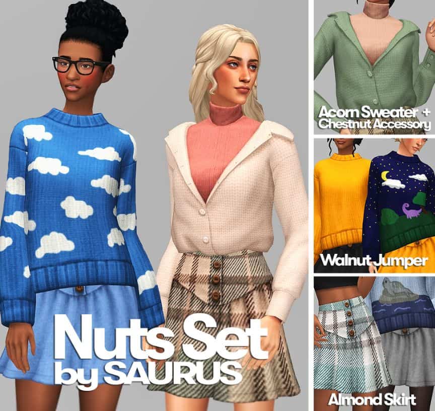 Cozy Sweater & Skirt CC Packs