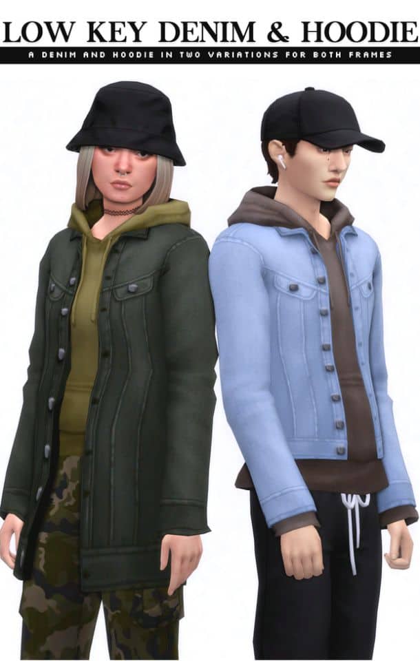 Denim & Hoodie Sims 4 CC Clothes Set