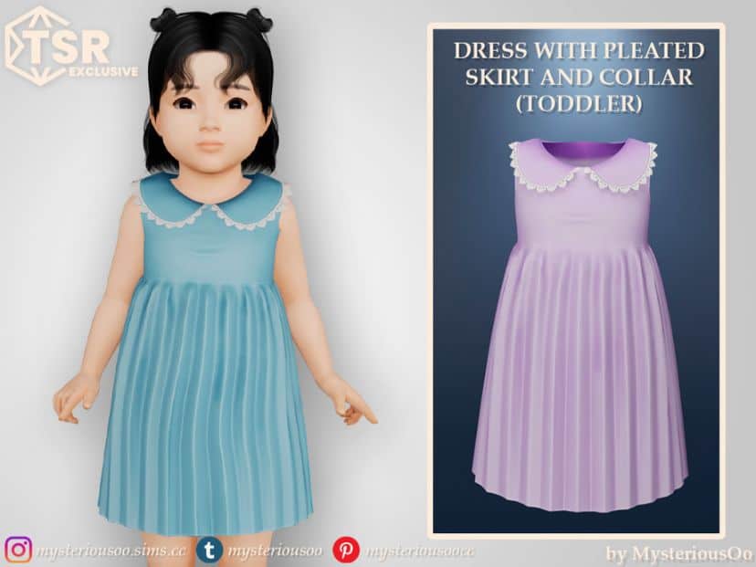 Dress With Pleated Skirt & Collar