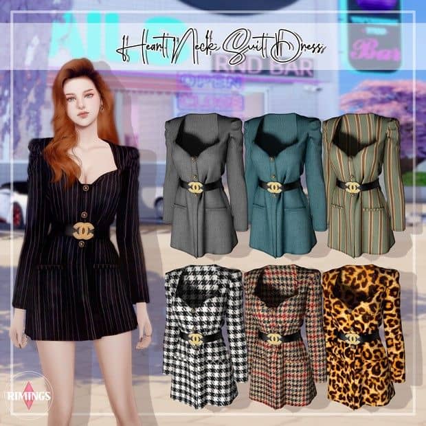 Heart Neck Suit Dress CC