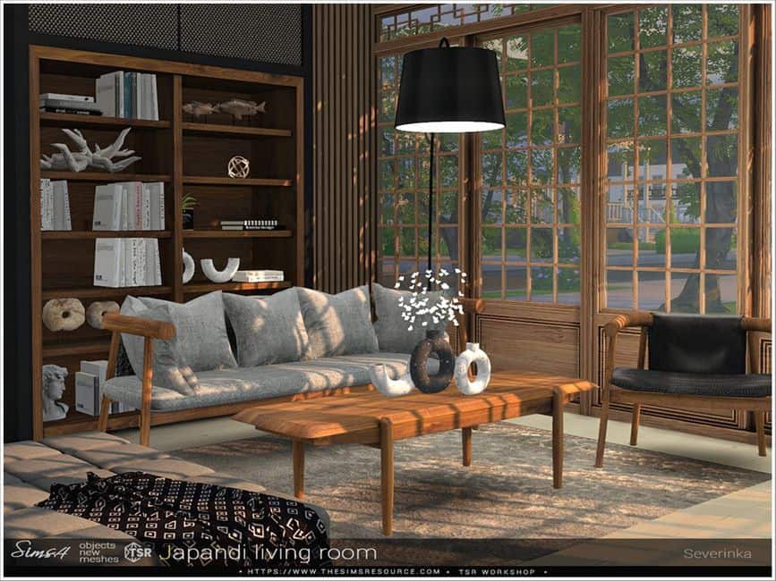 Japandi Sims 4 Living Room CC