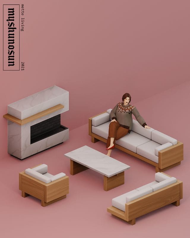 Marble & Wood Living Room CC