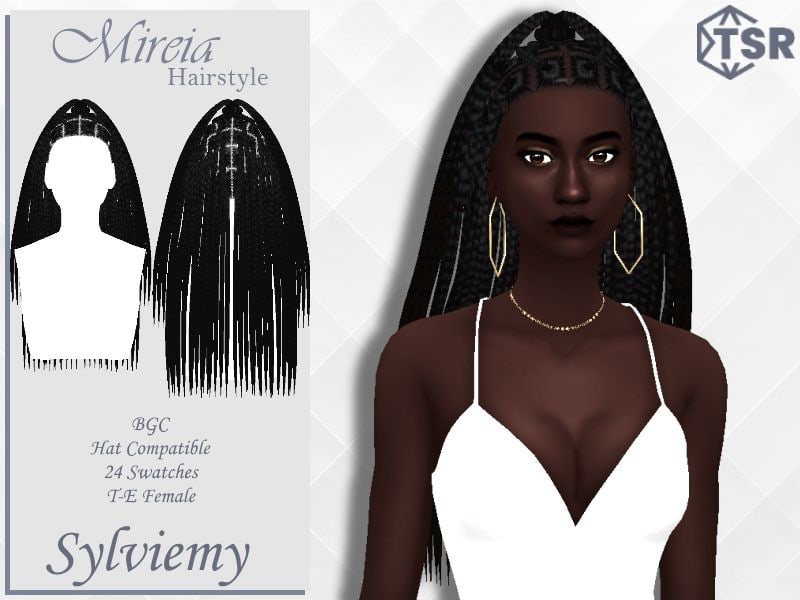 Mireia Long Braids for Sims 4