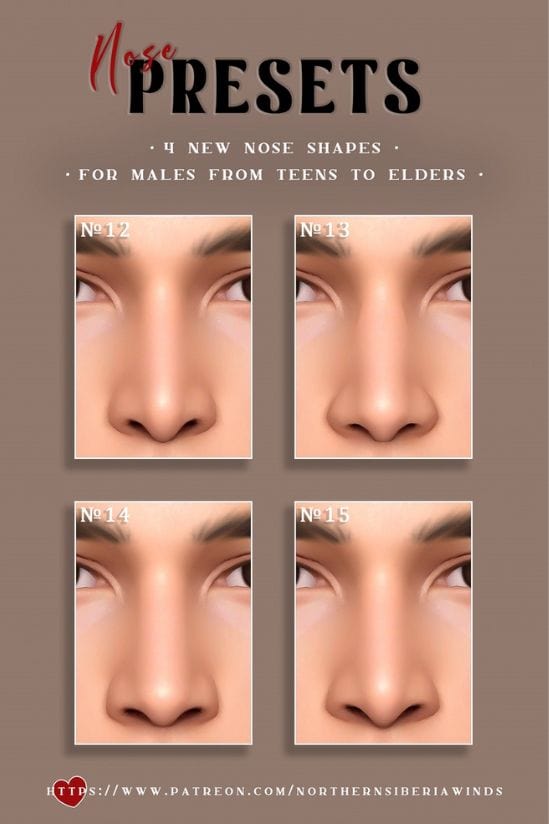 Nose Shape Presets for Sims 4