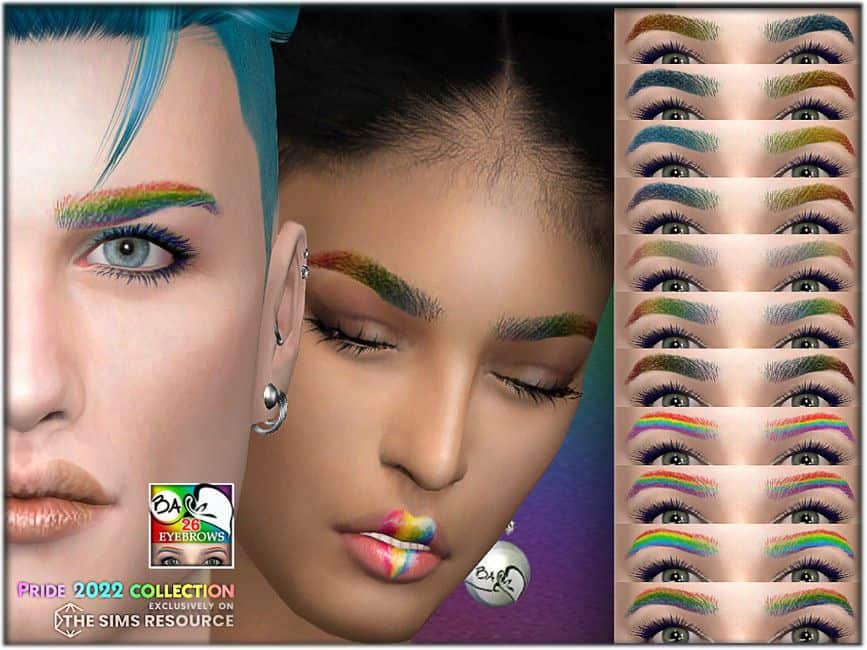 Pride-Themed Sims 4 Eyebrows