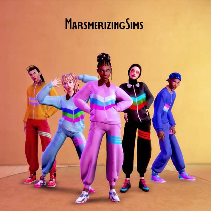 Sims 4 80s CC Tracksuit