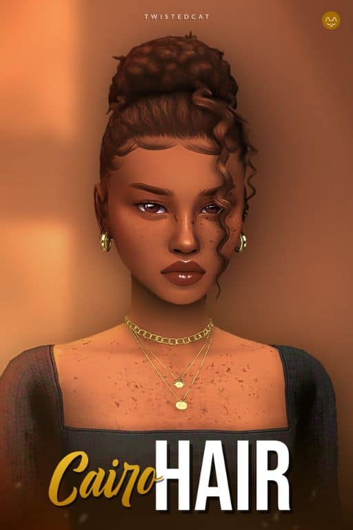 Sims 4 Curly Hair in a Bun