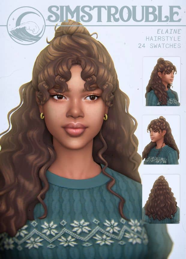 Sims 4 Curly Half Updo
