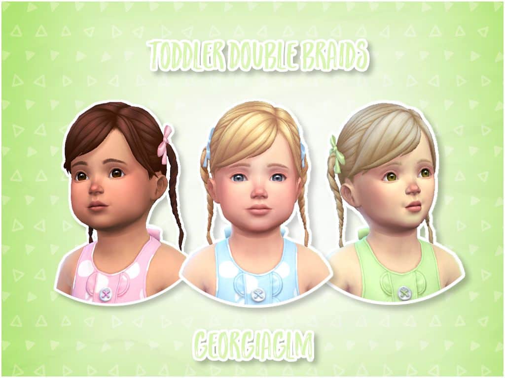Sims 4 Girl’s Double Braid CC