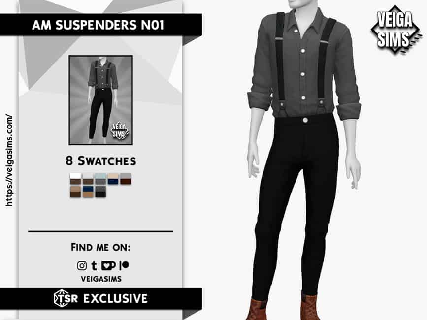 Sims 4 Male CC Suspenders Outfit