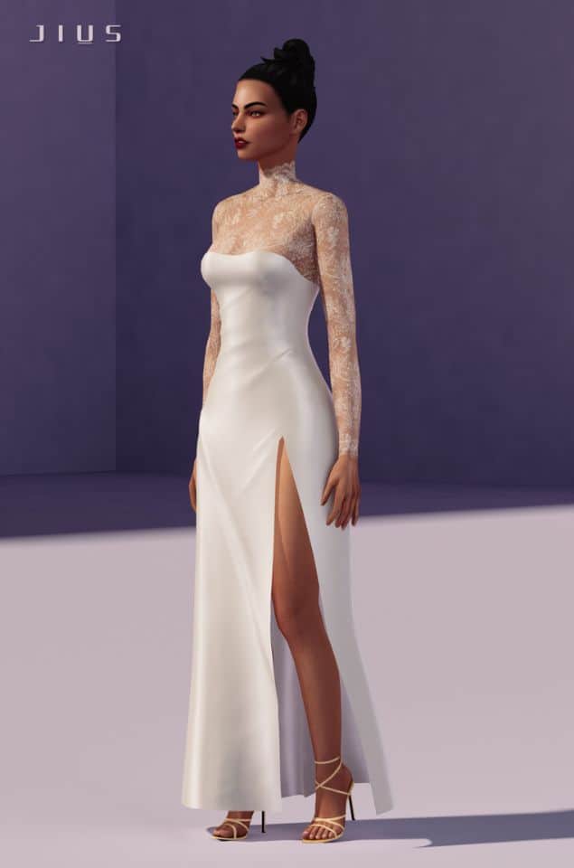 Sims 4 Satin Wedding Dress CC