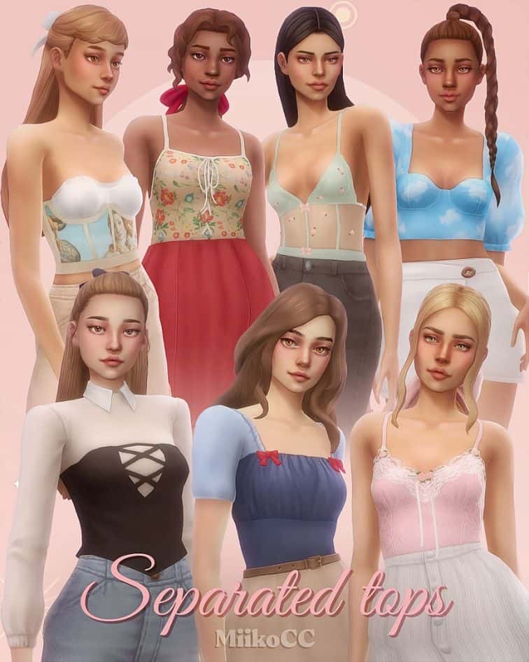 Sims 4 Separated Tops CC Pack