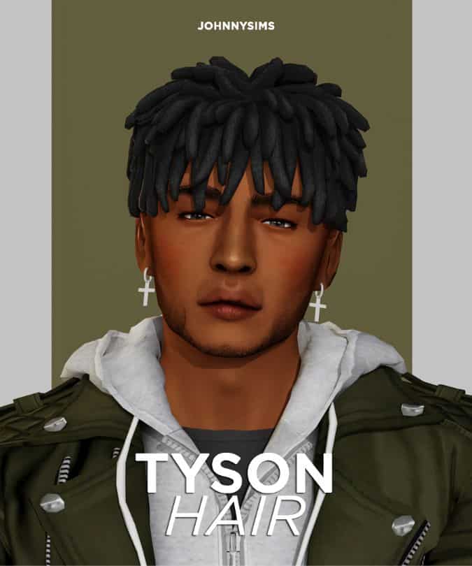 Sims 4 Tyson Black Hair CC