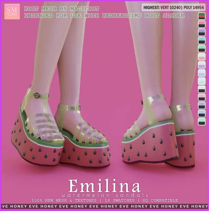 Watermelon Sims 4 Shoes CC
